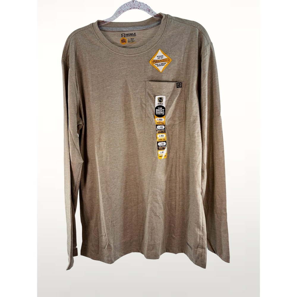 Noble Outfitters Men's Large Tan Long Sleeve Pocket Tee The Best Dang Work Shirt